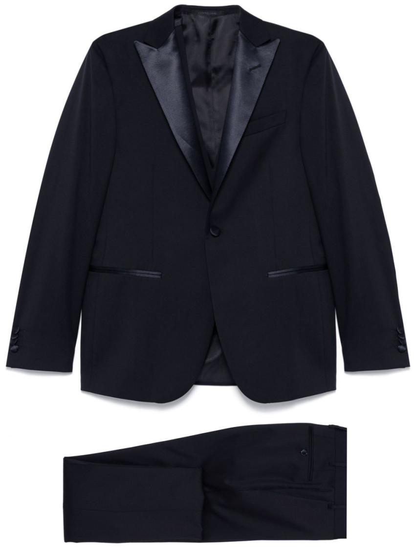 Corneliani Classic Tailored Blue Suit With Single-button Closure In Black