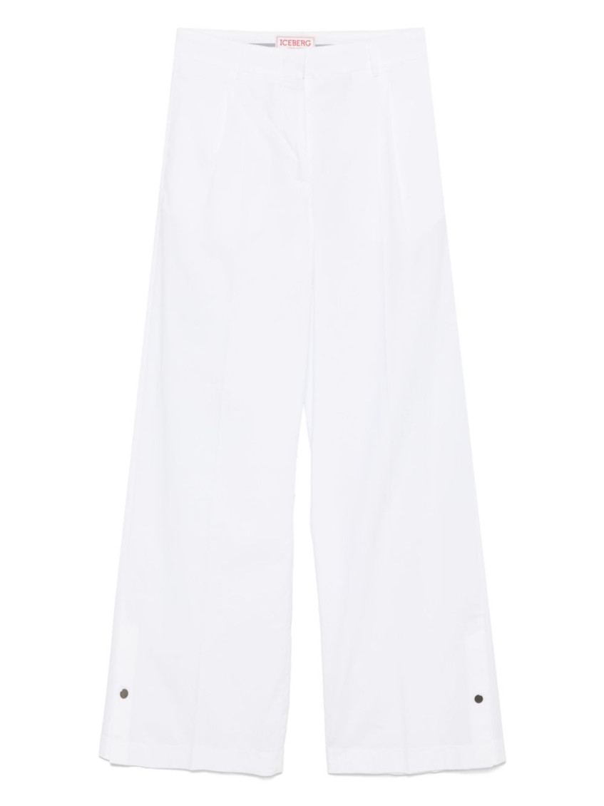Iceberg Trousers With Concealed Fastening And Functional Pockets In White