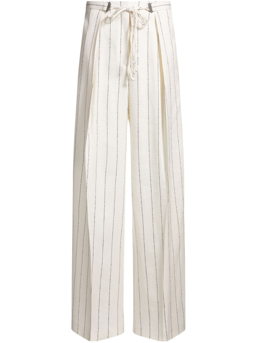 Hugo Boss Linen Trousers With Pleated Wide Leg