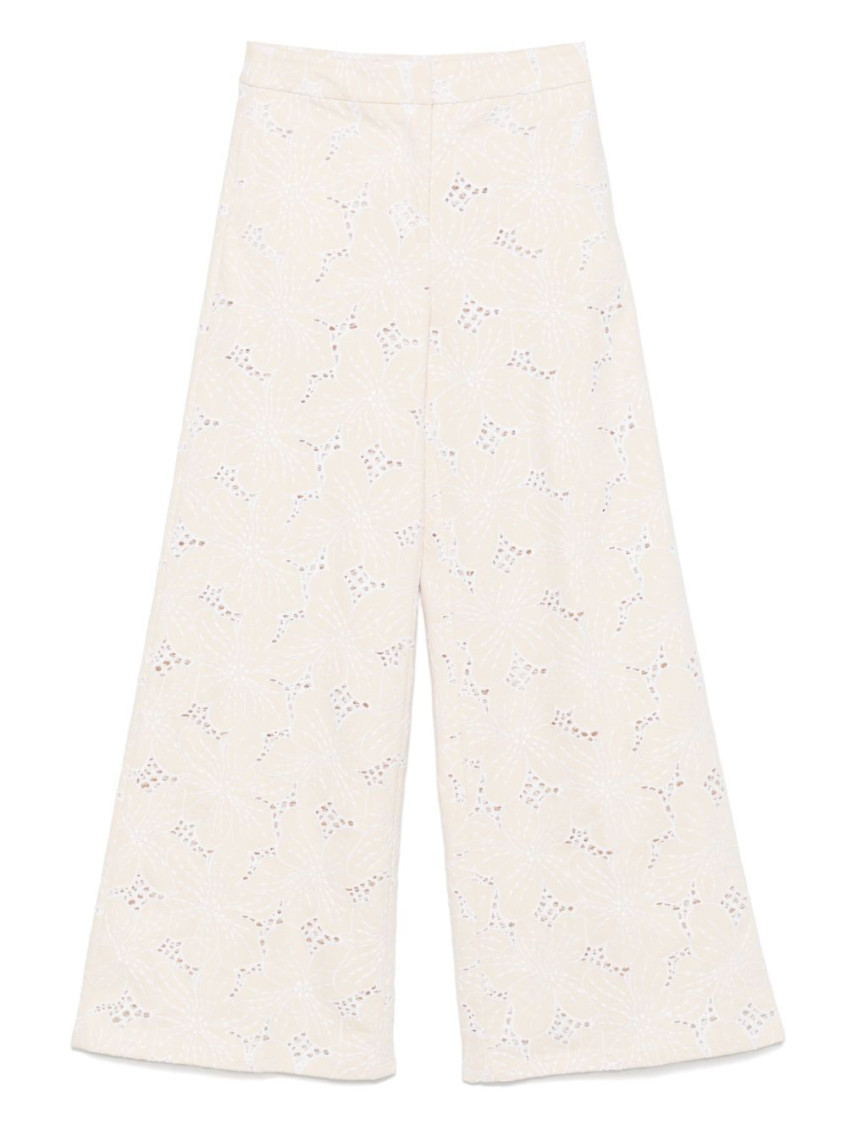 Genny Straight Wide-leg Trousers High Waist In Neutral