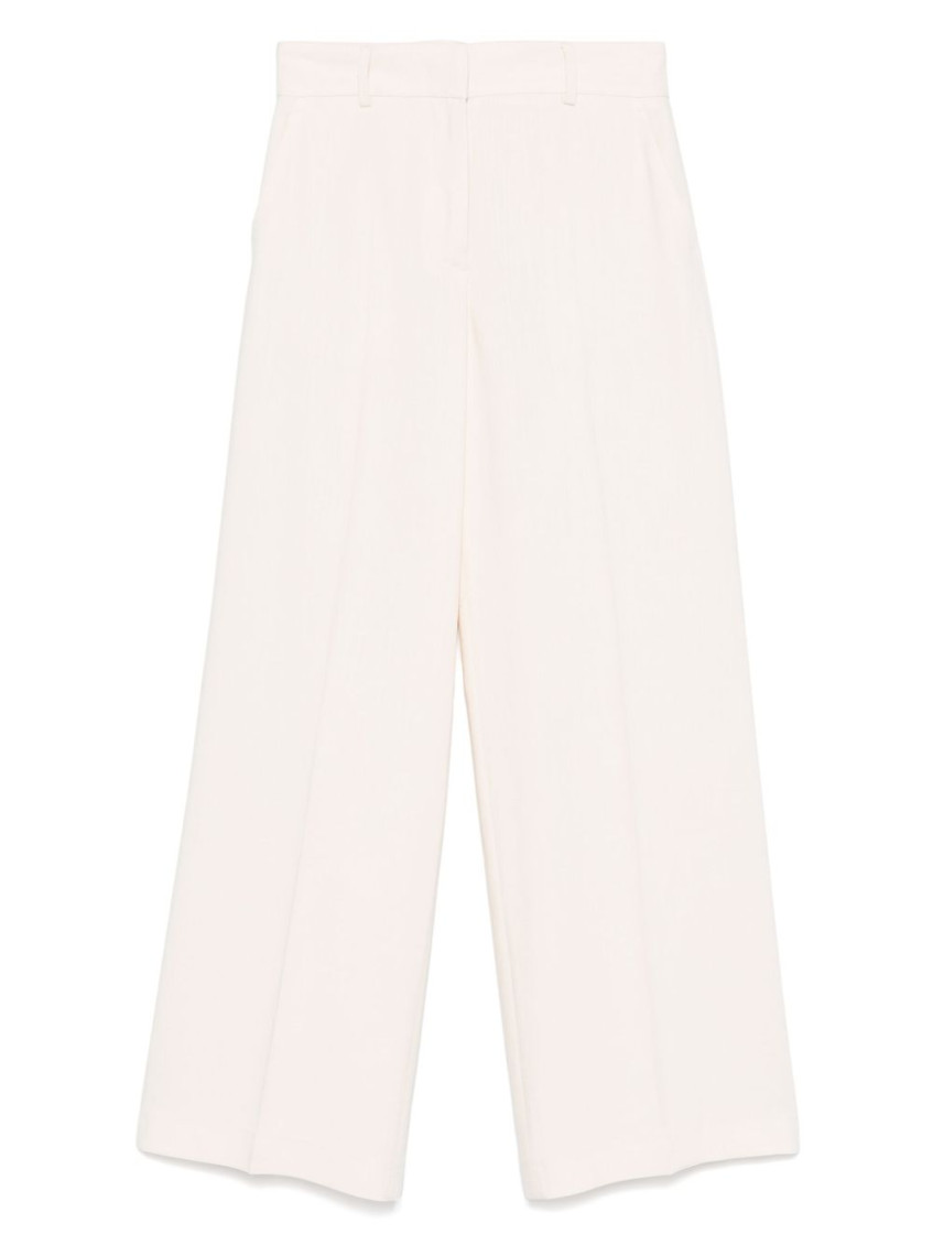 Msgm White Pressed-crease Trousers In Pink