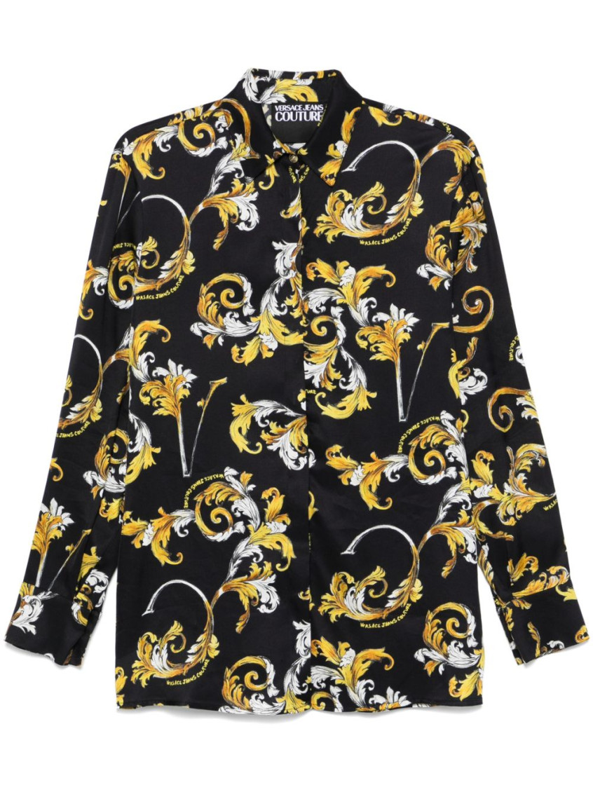 Versace Jeans Couture All-over Print Shirt With Long Sleeves In Black