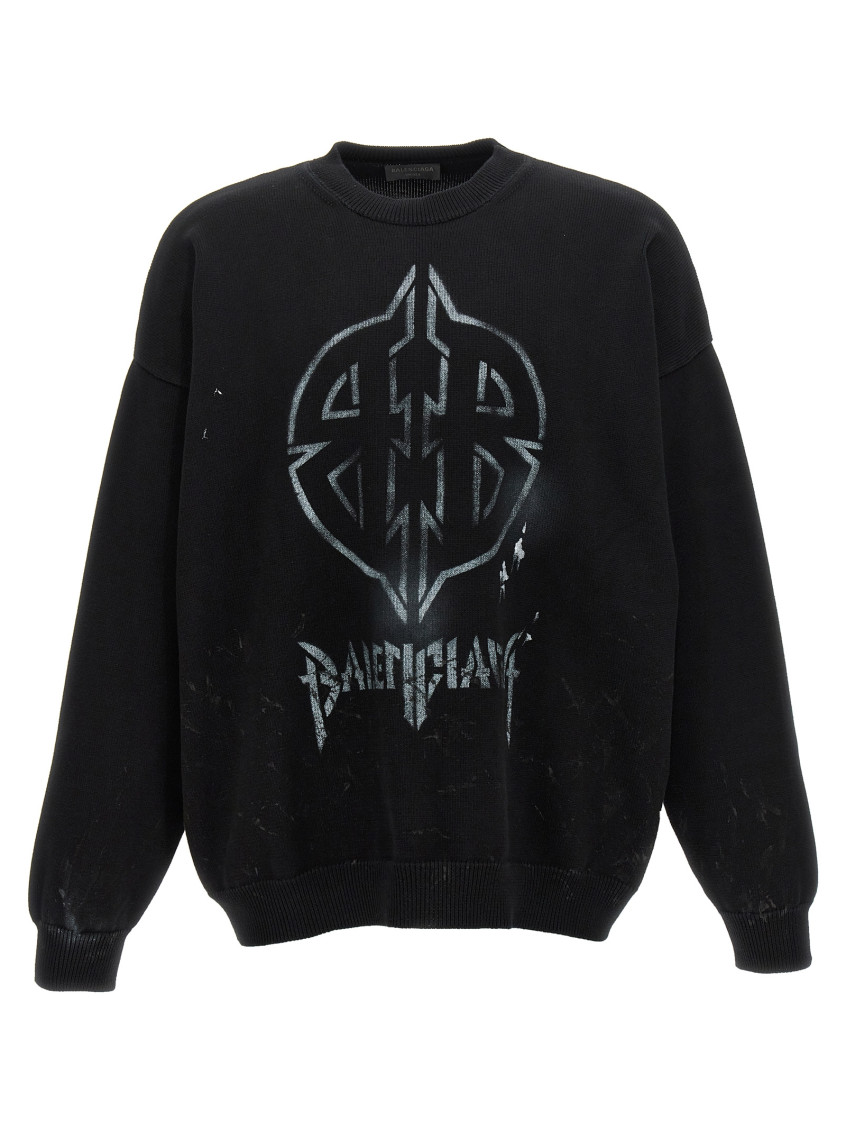 Shop Balenciaga Black Logo Print Sweater