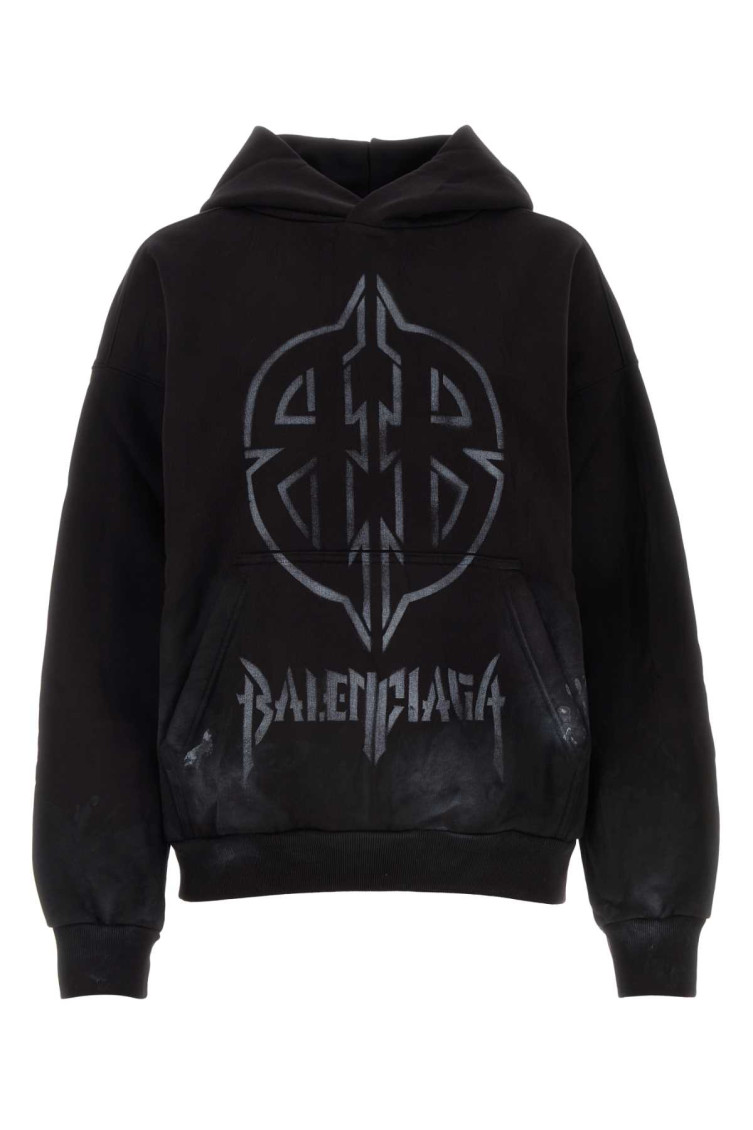 Shop Balenciaga Black Metal Bb Stencil Hoodie In Blackwhite