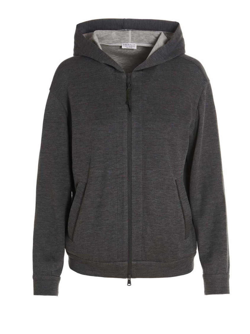Brunello Cucinelli Monile Hoodie In Grey