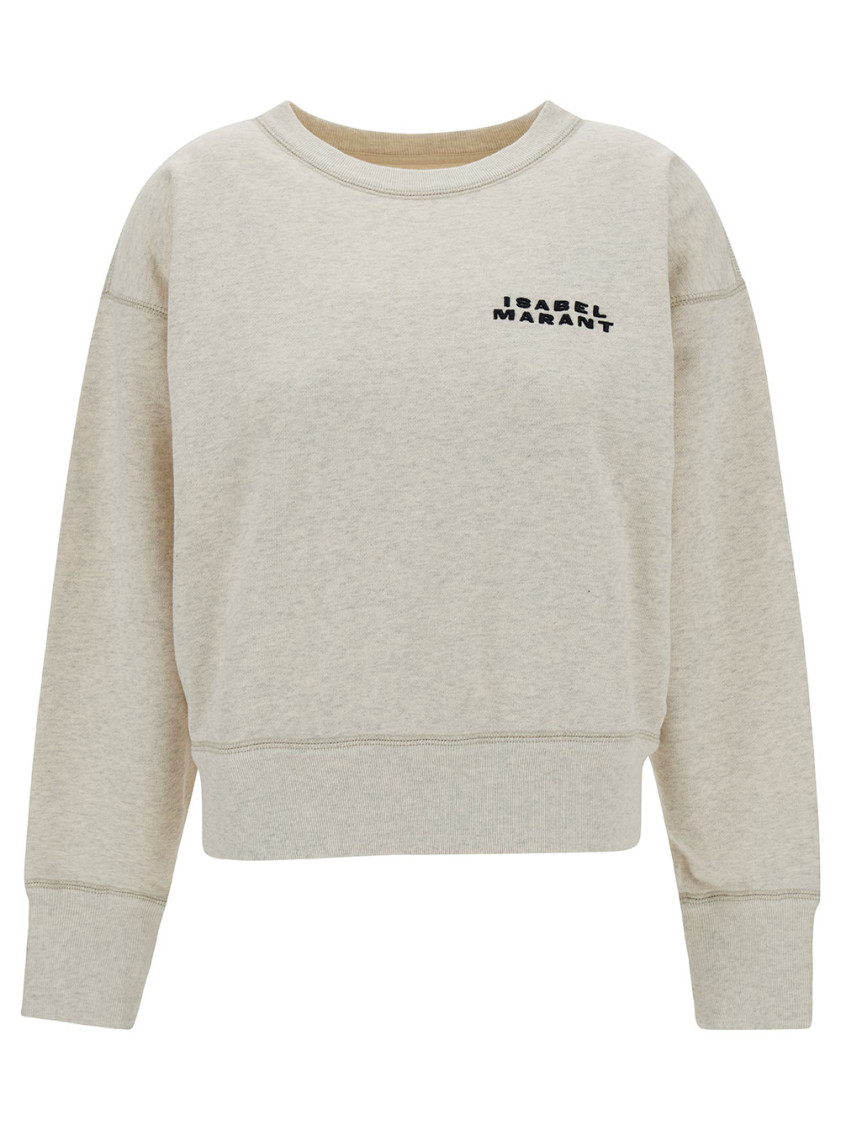 Isabel Marant Shad Cotton Crewneck Sweatshirt In Beige