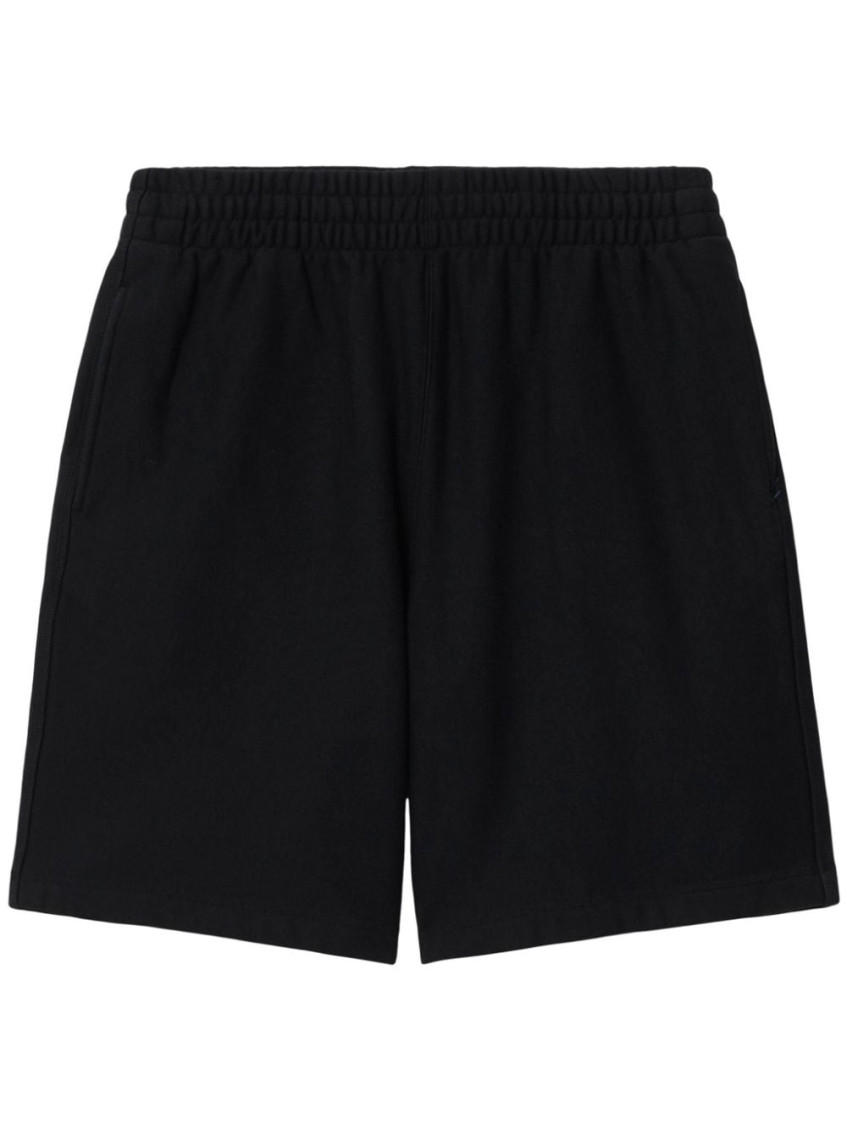 Burberry Ekd-embroidered Cotton Track Shorts In Black