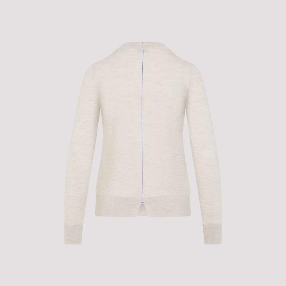 Burberry Beige Wool Cardigan In White