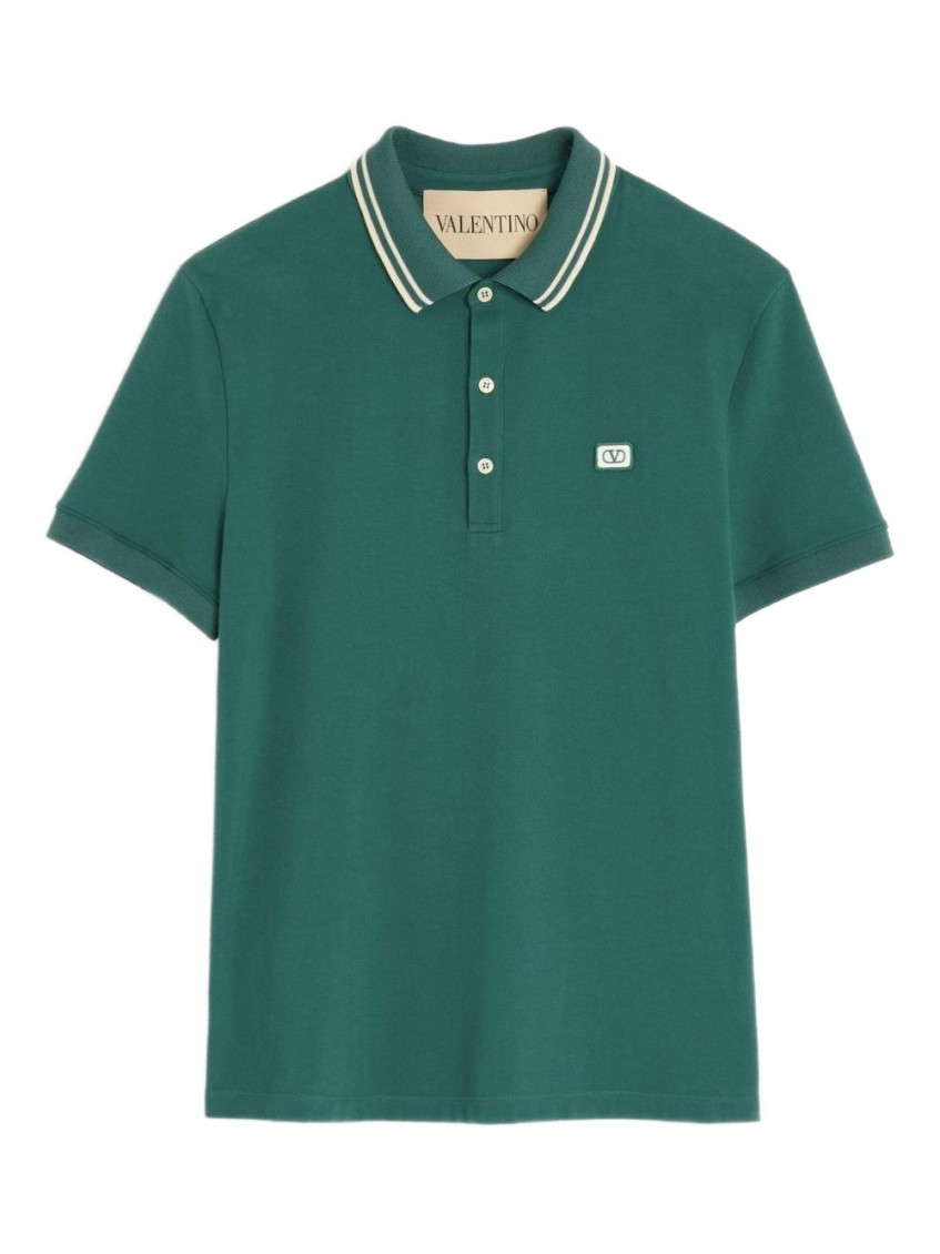Valentino Polo Jersey Regular Embroidered Dreamatic In Green