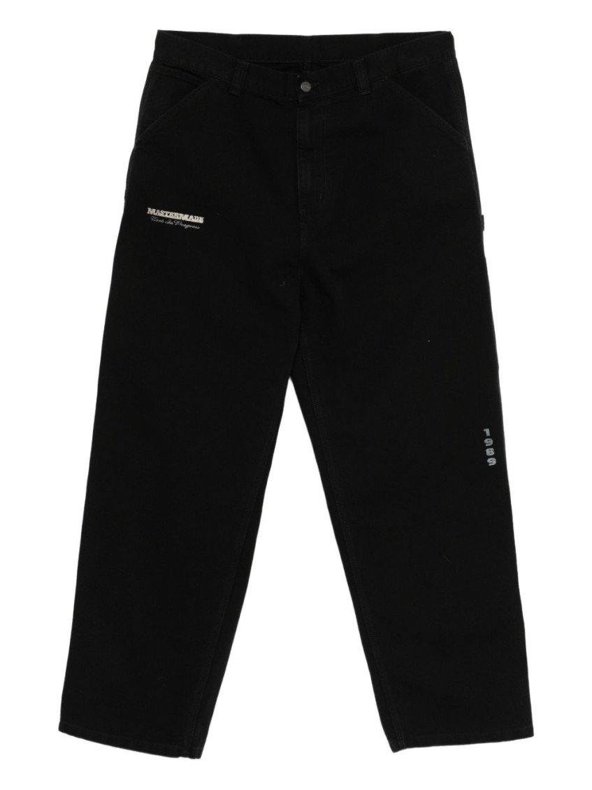 Carhartt Black Canvas Og Single Knee Graphic Trousers In Black
