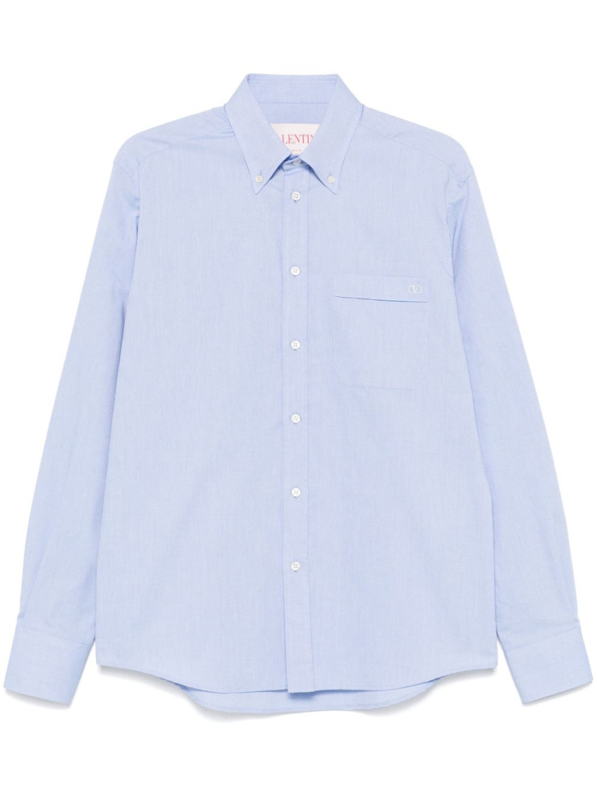 Valentino Camicia Maniche Lunghe Vlogo Signature Shirts Light Blue In Blue