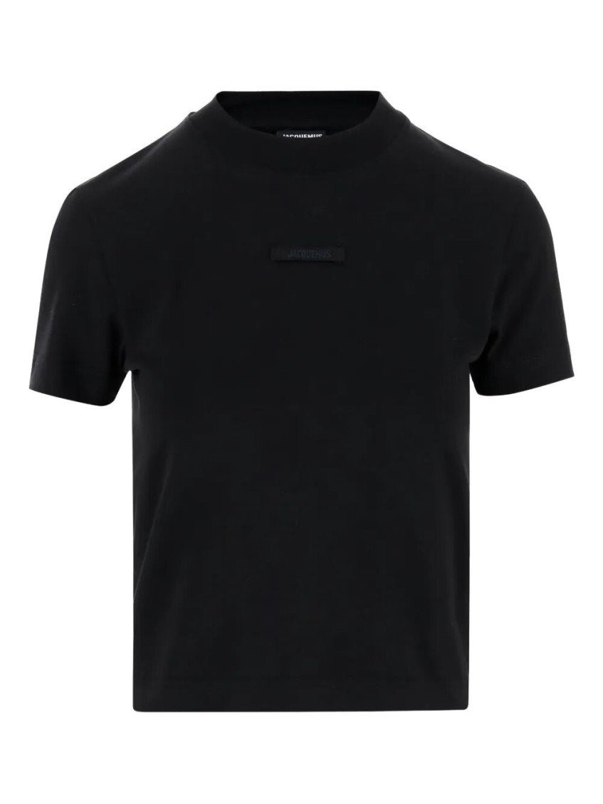 Jacquemus The Crewneck T-shirt With Gros Grain Logo Detail In Black