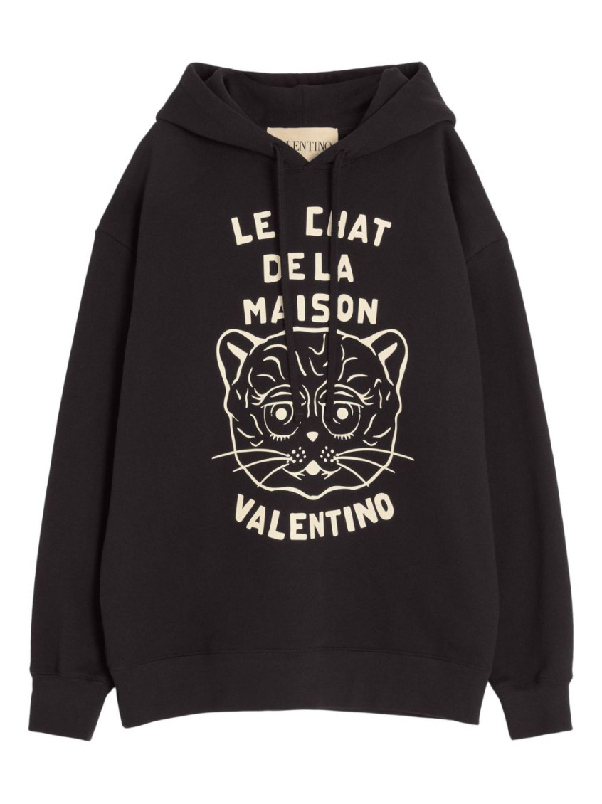 Valentino Garavani Sweatshirt With Le Chat De La Maison Patch In Black