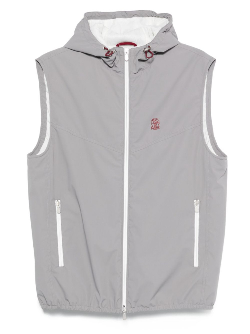 Brunello Cucinelli Light Grey Nylon Vest In Gray