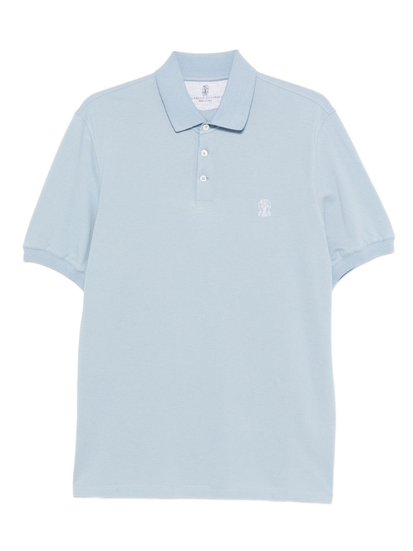 Brunello Cucinelli Polo Shirt With Soft Collar In Blue