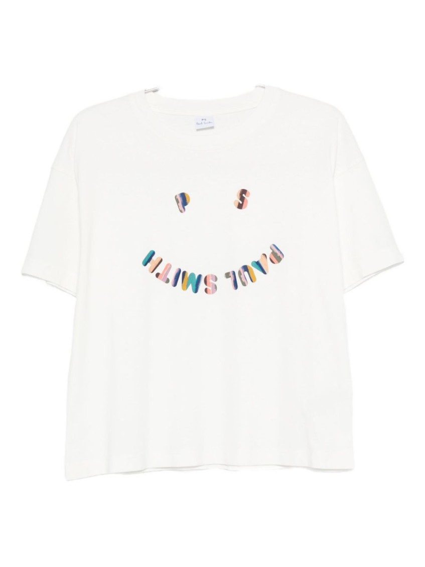 Ps By Paul Smith Ps Paul Smith Ps Happy Cotton T-shirt In White