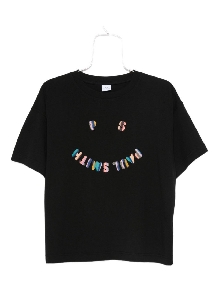 Ps By Paul Smith Ps Paul Smith Ps Happy Cotton T-shirt In Black