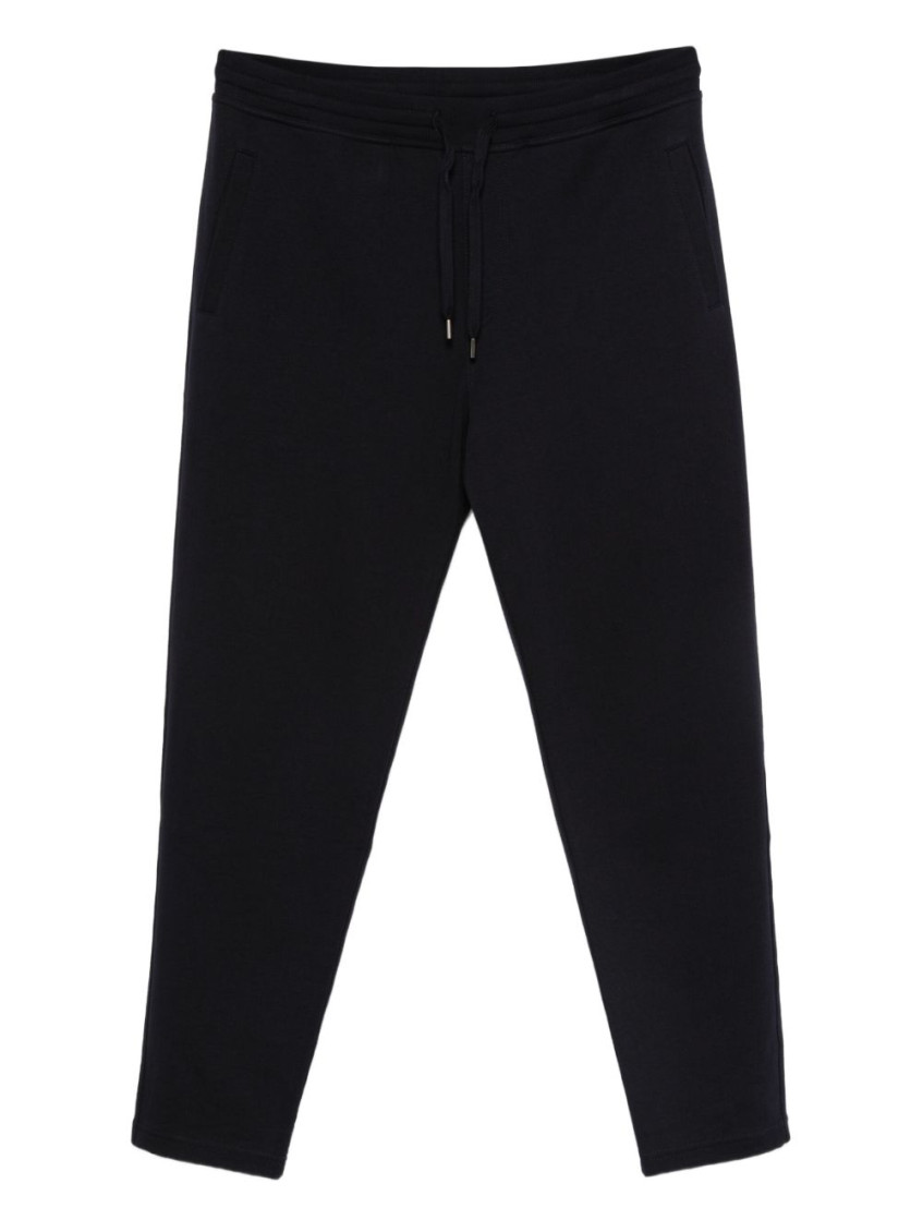 Brunello Cucinelli Navy Blue Trousers With Cuffed Hems In Black