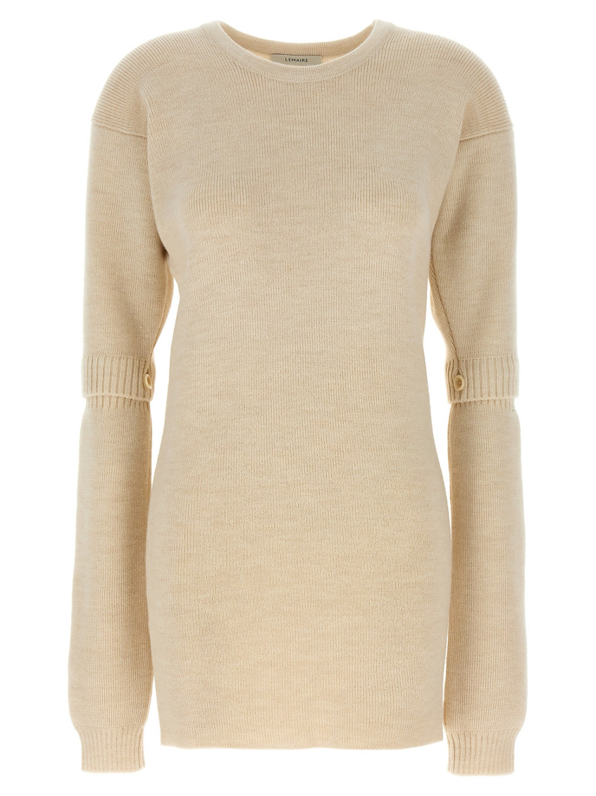Lemaire Knitted Dress With Removable Sleeves In White