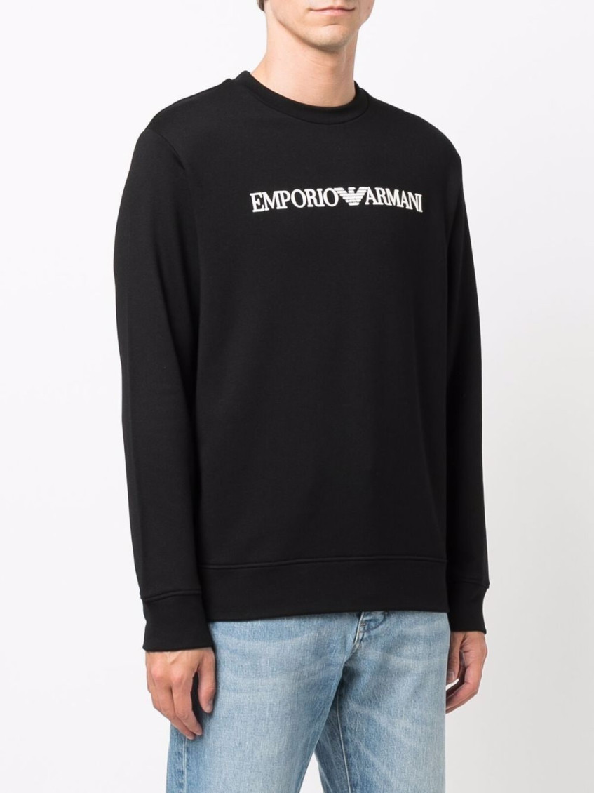 Emporio Armani Black Logo cotton blend sweatshirt for Men