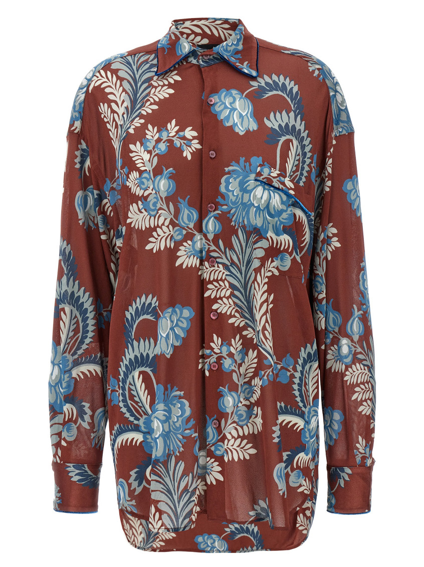Etro Bordeaux Shirt With All-over Paisley Motiv In Multicolor