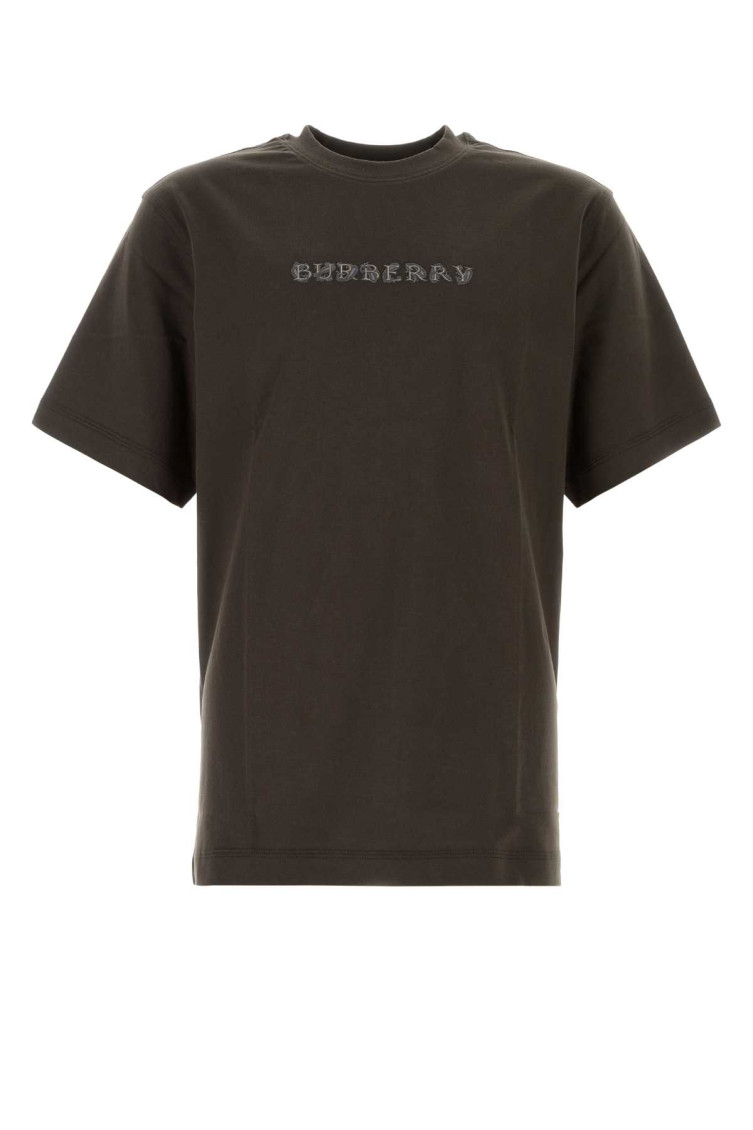 Shop Burberry Dark Brown Cotton T-shirt