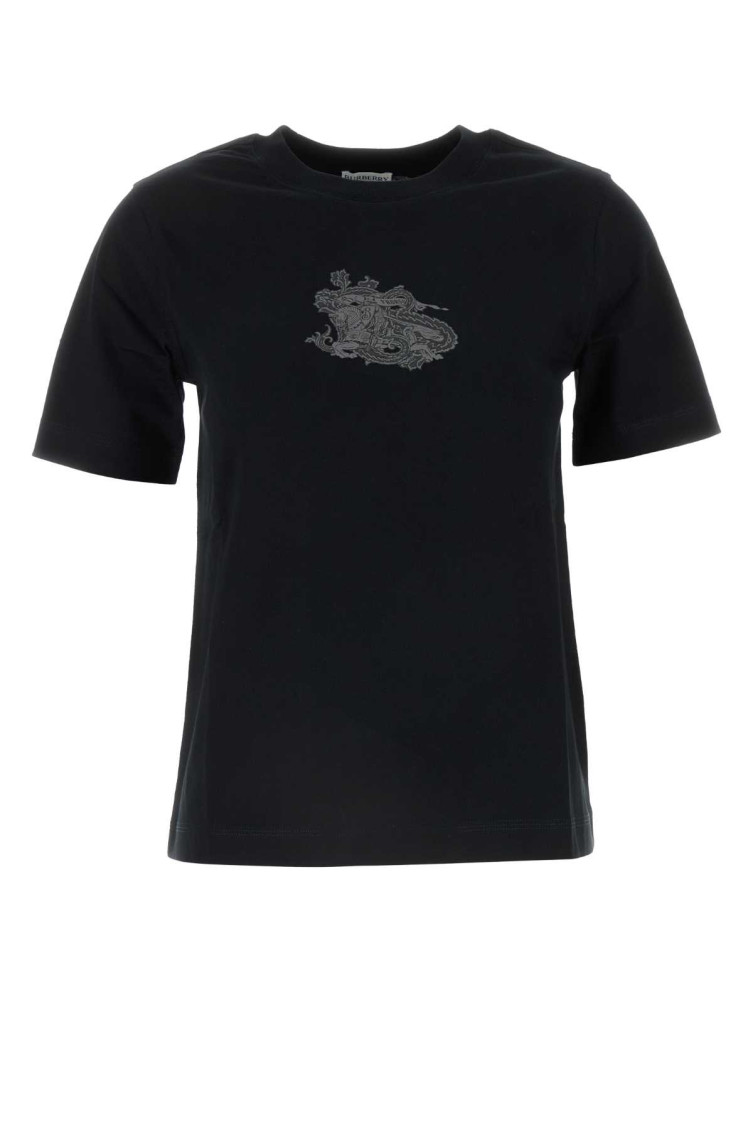 Burberry Paisley Ekd Cotton T-shirt In Black
