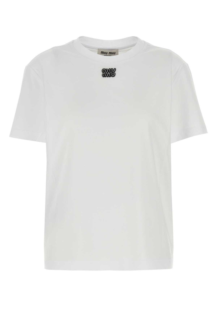 Shop Miu Miu White Cotton T-shirt