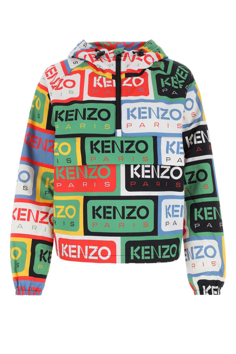 Shop Kenzo Multicolor Logo Print Windbreaker