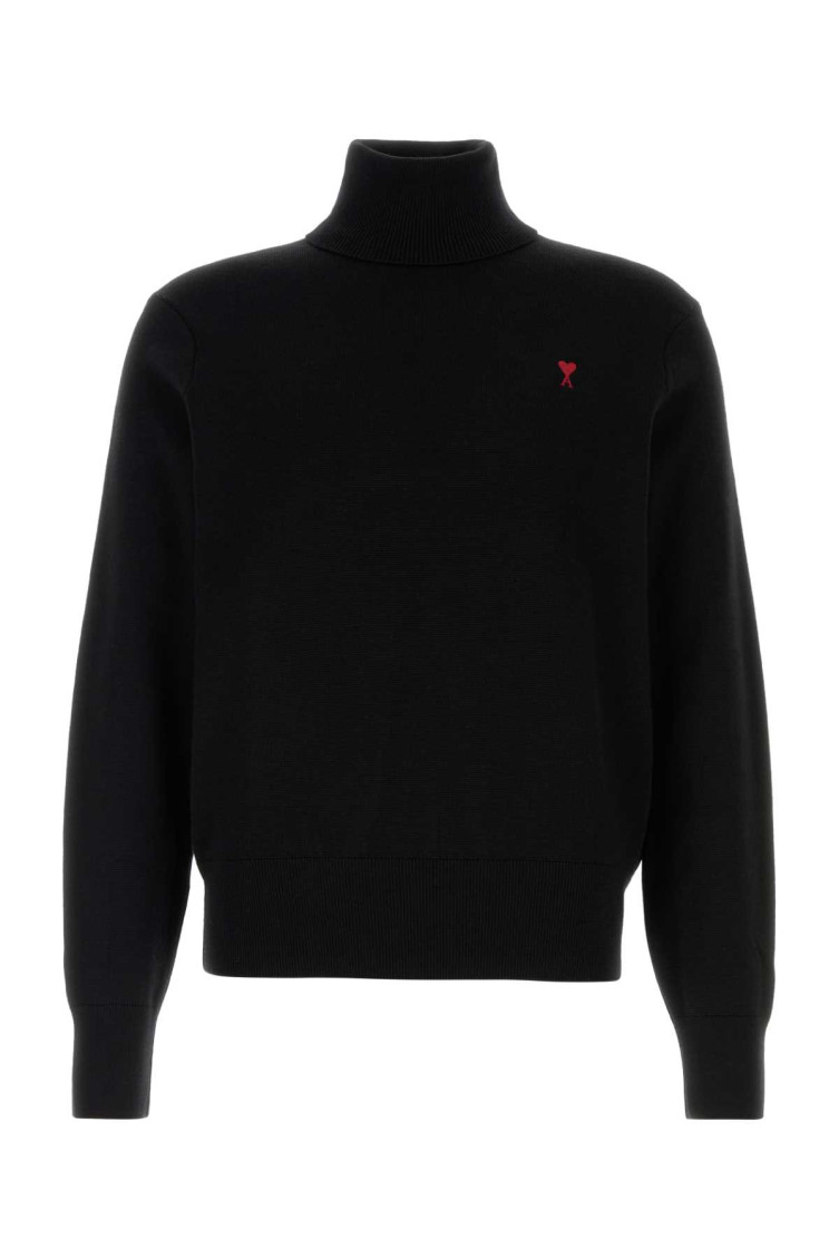 Ami Alexandre Mattiussi Black Logo Turtleneck Sweater