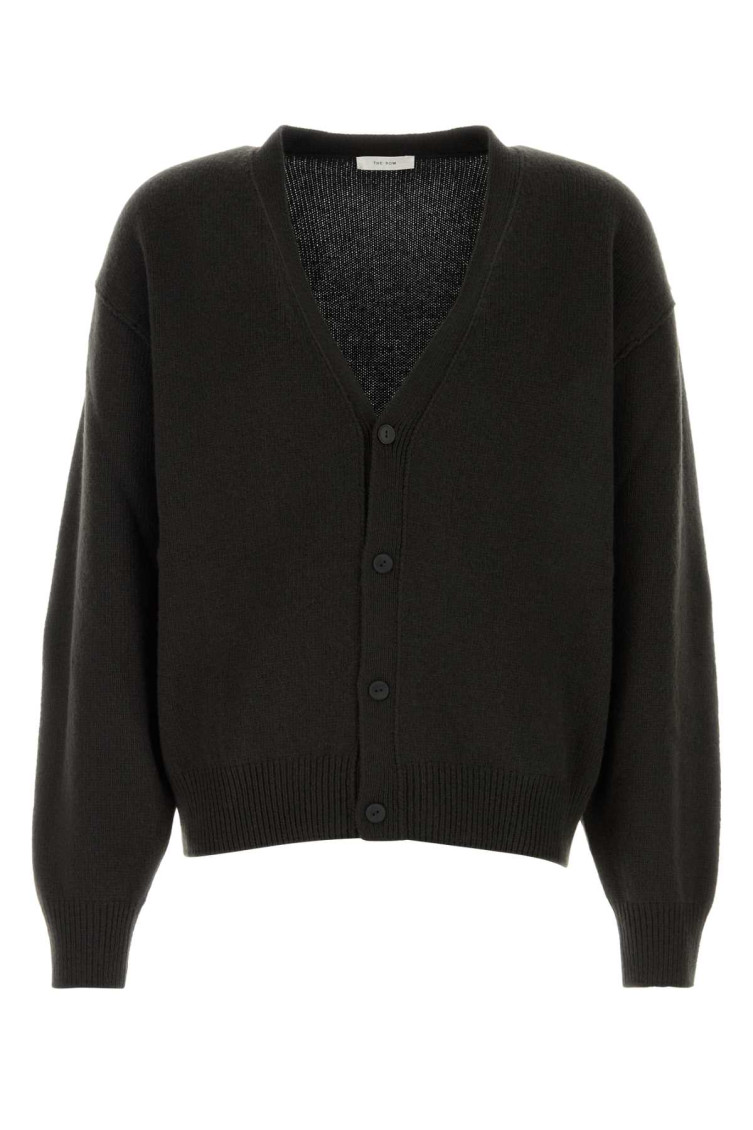The Row Cashmere V-neck Sweater Long Sleeves In Brown