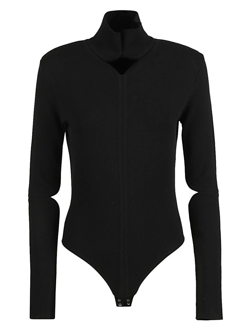 Courrèges Long Sleeve Bodysuit In Black