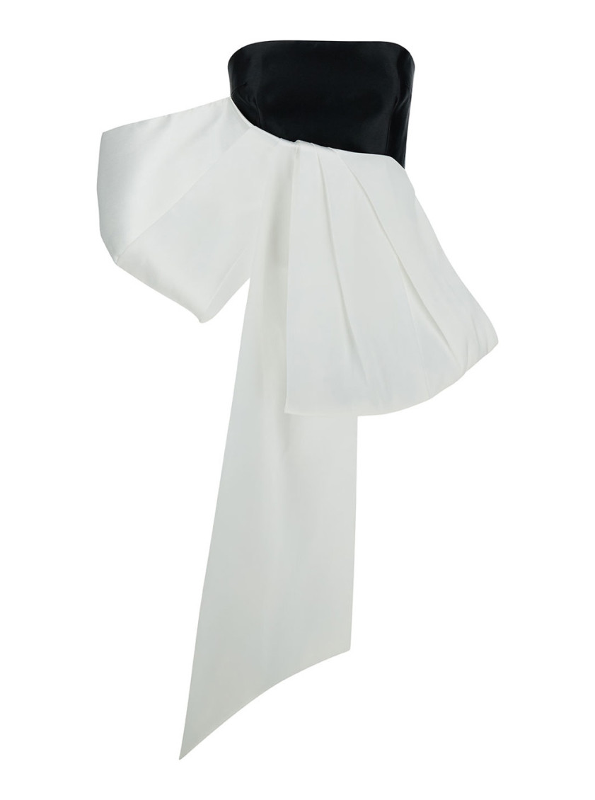 Solace London 'nadina' Black And White Top With Bow Detail In Blackwhite