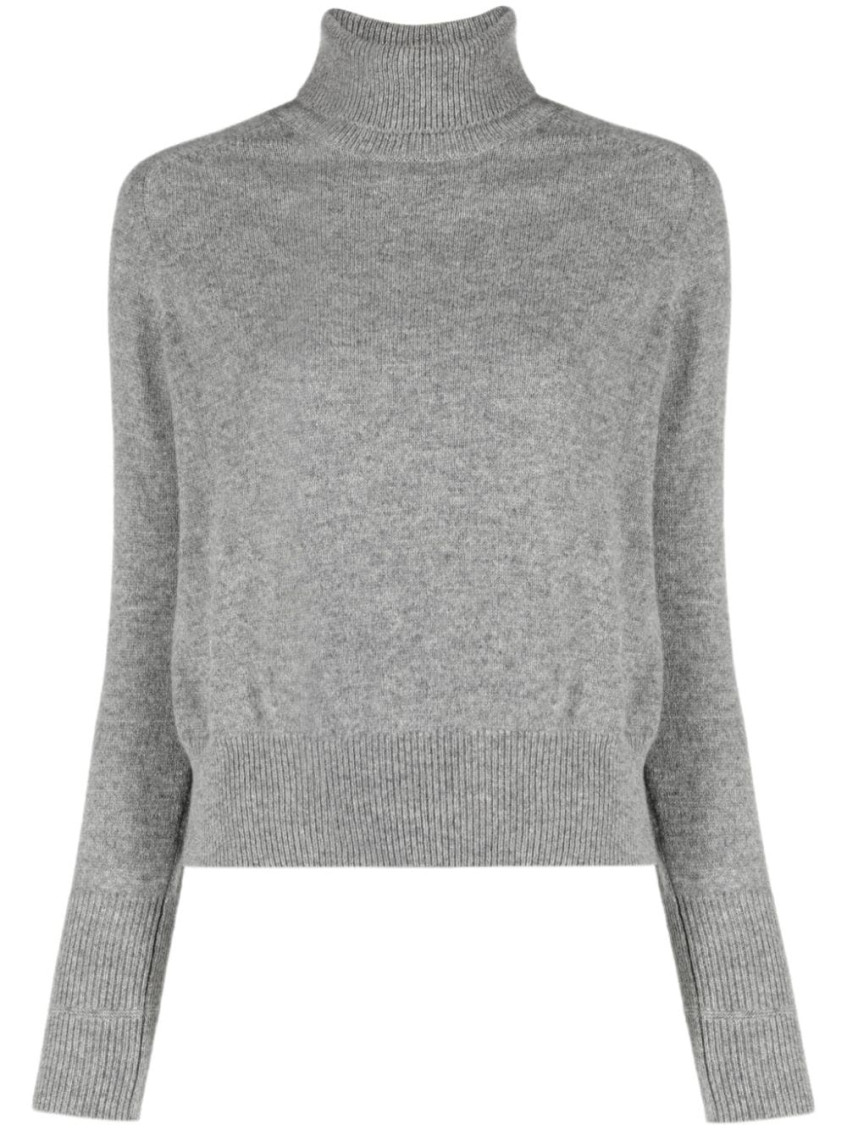 Victoria Beckham Knit Turtleneck Wool Jumper In Grey