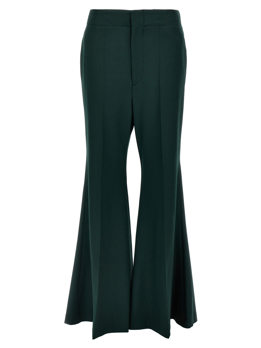 パンツ VICTORIA BECKHAM 'Wide Leg Kick' pants Green Victoria Beckham Dark Green Wide Leg Kick Pants for Women