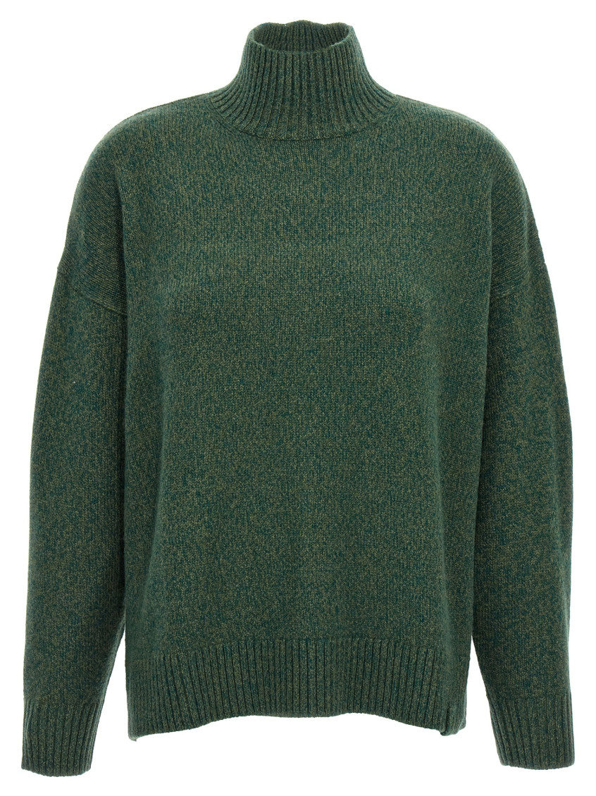 Victoria Beckham Cut-out Back Detail Knit Turtleneck In Dark Green