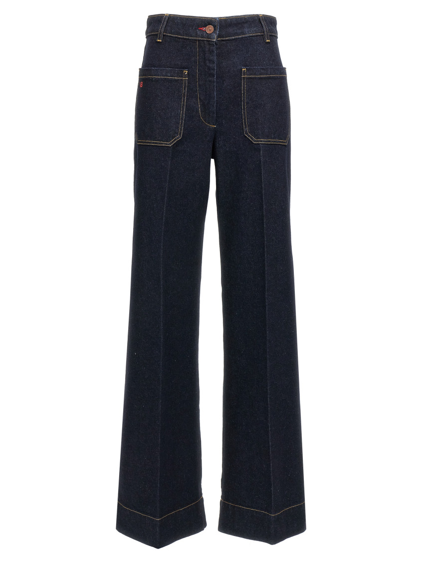 Shop Victoria Beckham Blue Alina Jeans In Dark Blue