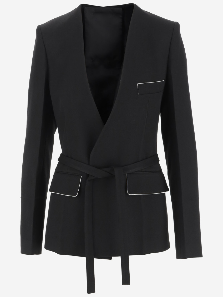 Victoria Beckham Shrunken Collarless Open-back Blazer And