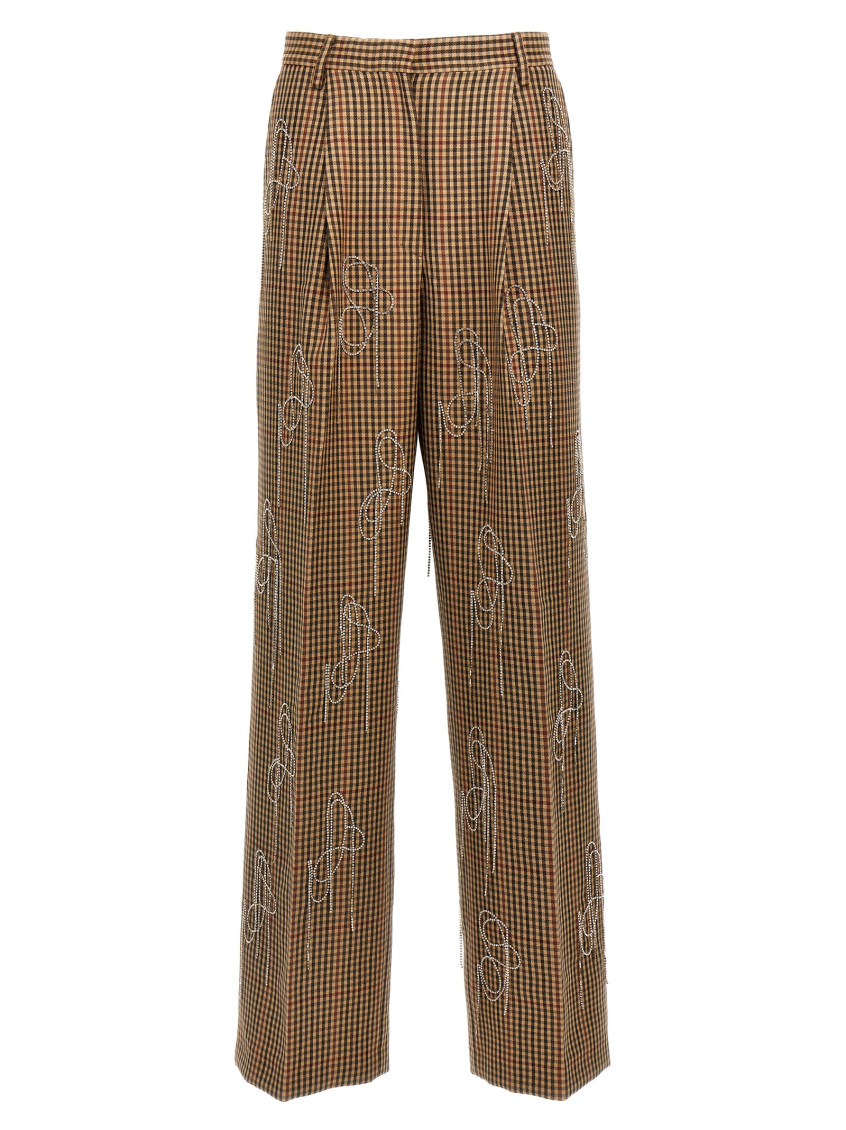 Dries Van Noten 9048 Checked Wide Leg Trousers In Multicolor