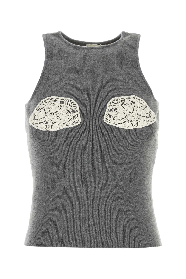 Magda Butrym Grey Cashmere Tank Top In Grey