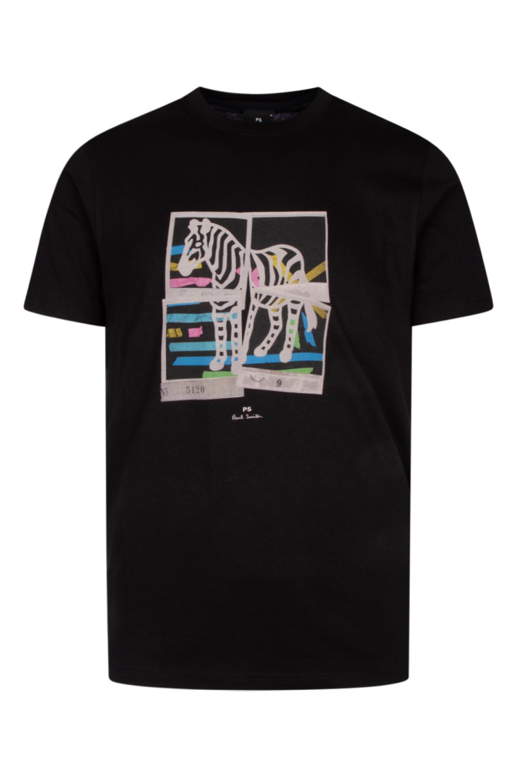 Paul Smith Printed Crew Neck T-shirt In Black