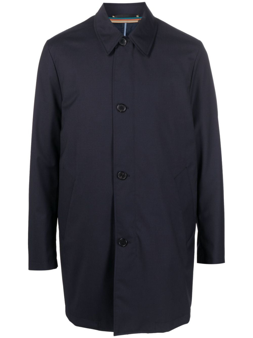 Paul Smith Wool Mac With Gilet In Blue