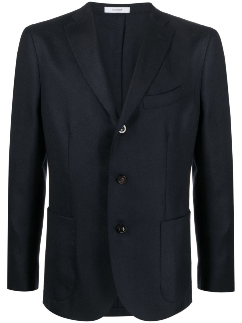 Boglioli Single-breasted Virgin Wool Blazer In Dark Blue