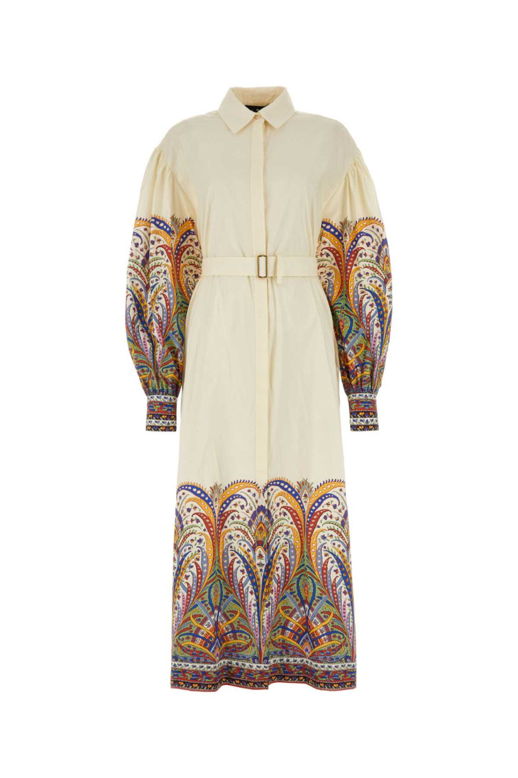 Shop Etro Beige Printed Shirt Dress