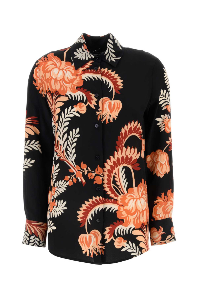 Etro Printing Long-sleeved Shirt In Black