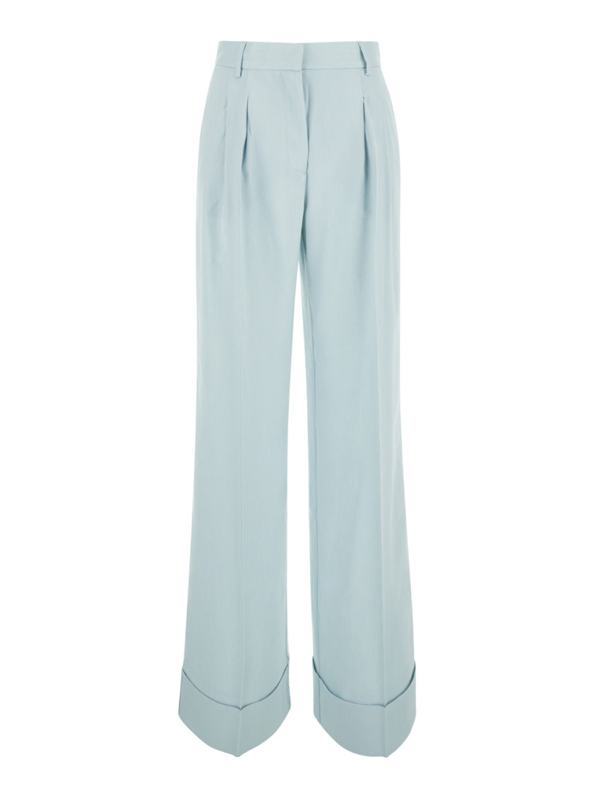 The Andamane Light Blue Straight Pants With Pinces In Line Blend In Blue