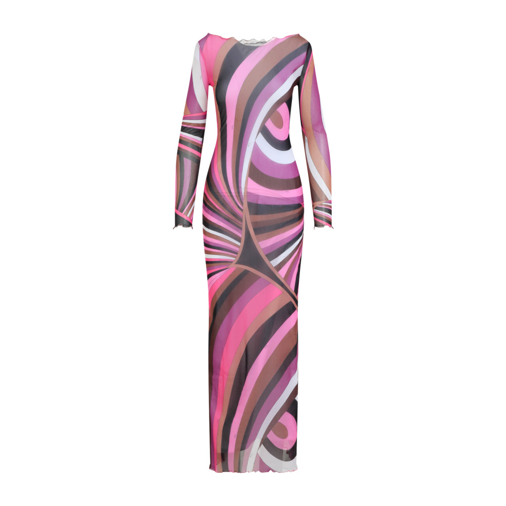 Pucci Iride-print Tulle Dress In Fuchsia