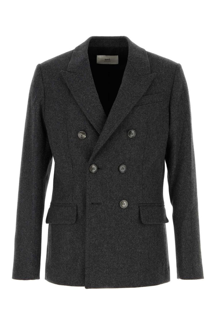 AMI ALEXANDRE MATTIUSSI DARK GREY DOUBLE-BREASTED BLAZER