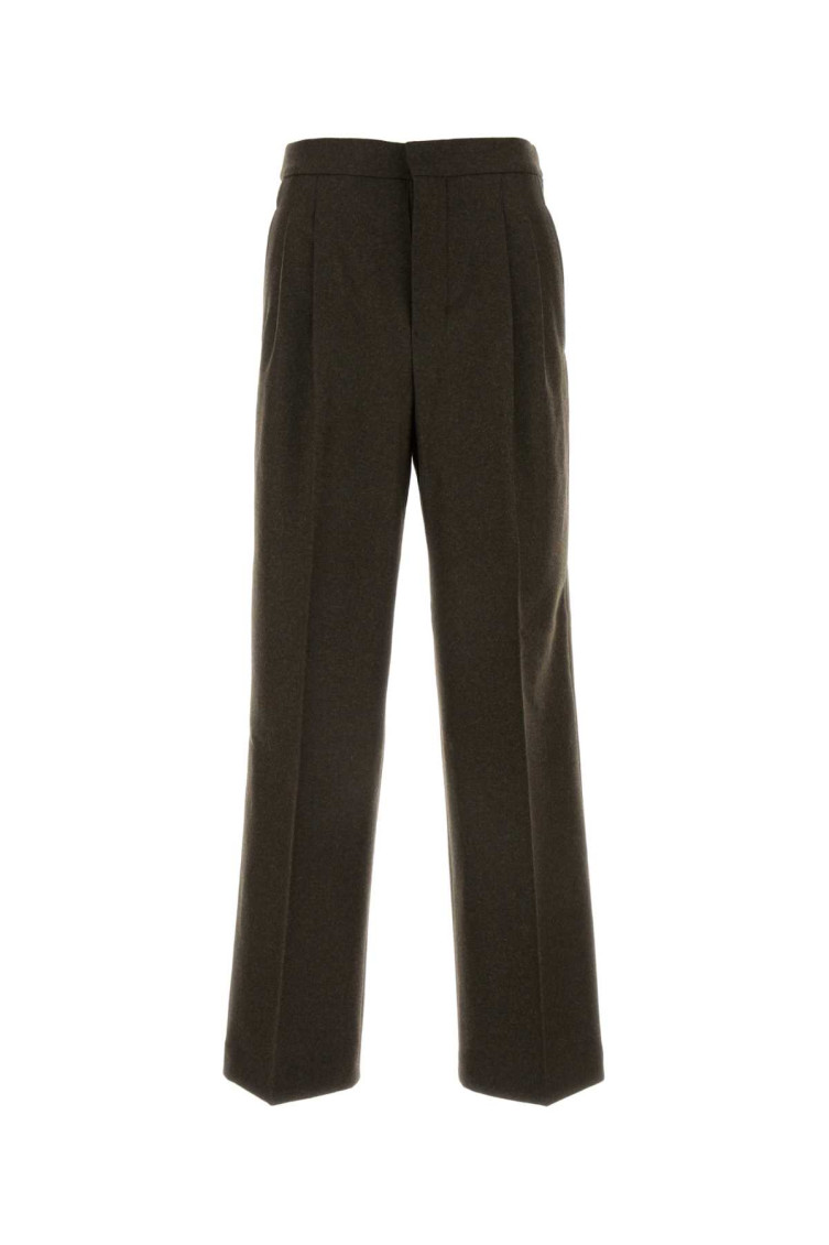 Shop Ami Alexandre Mattiussi Melange Brown Wool Pant