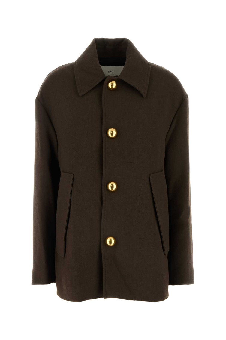 Ami Alexandre Mattiussi Ami Paris Brown Wool Jacket In Brown